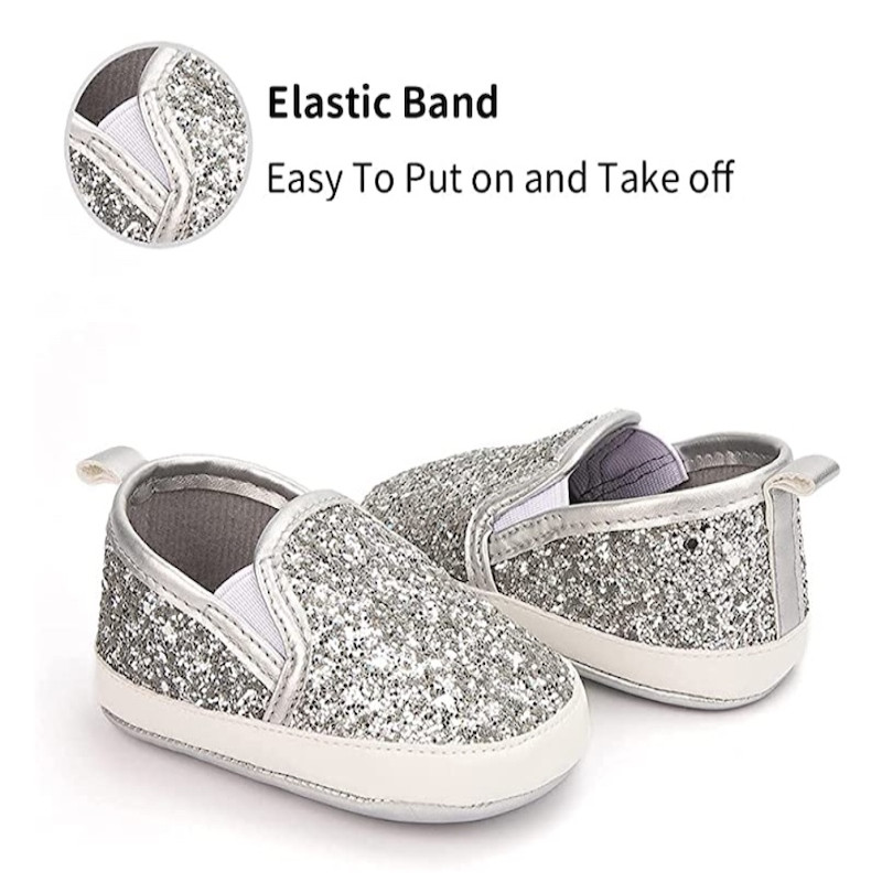 First Walker Sequin High Quality Moccasins Casual Comfortable Soft sole Flat Lazy Loafers baby toddler girl shoes Silver